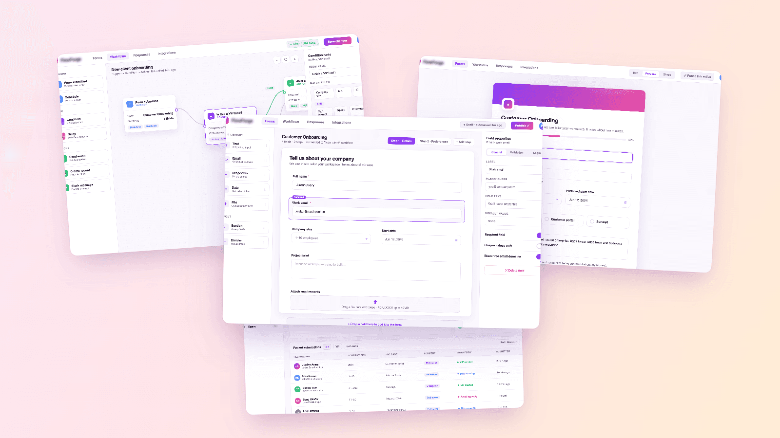 Product screens collage for Fully Featured Dynamic Form Builder